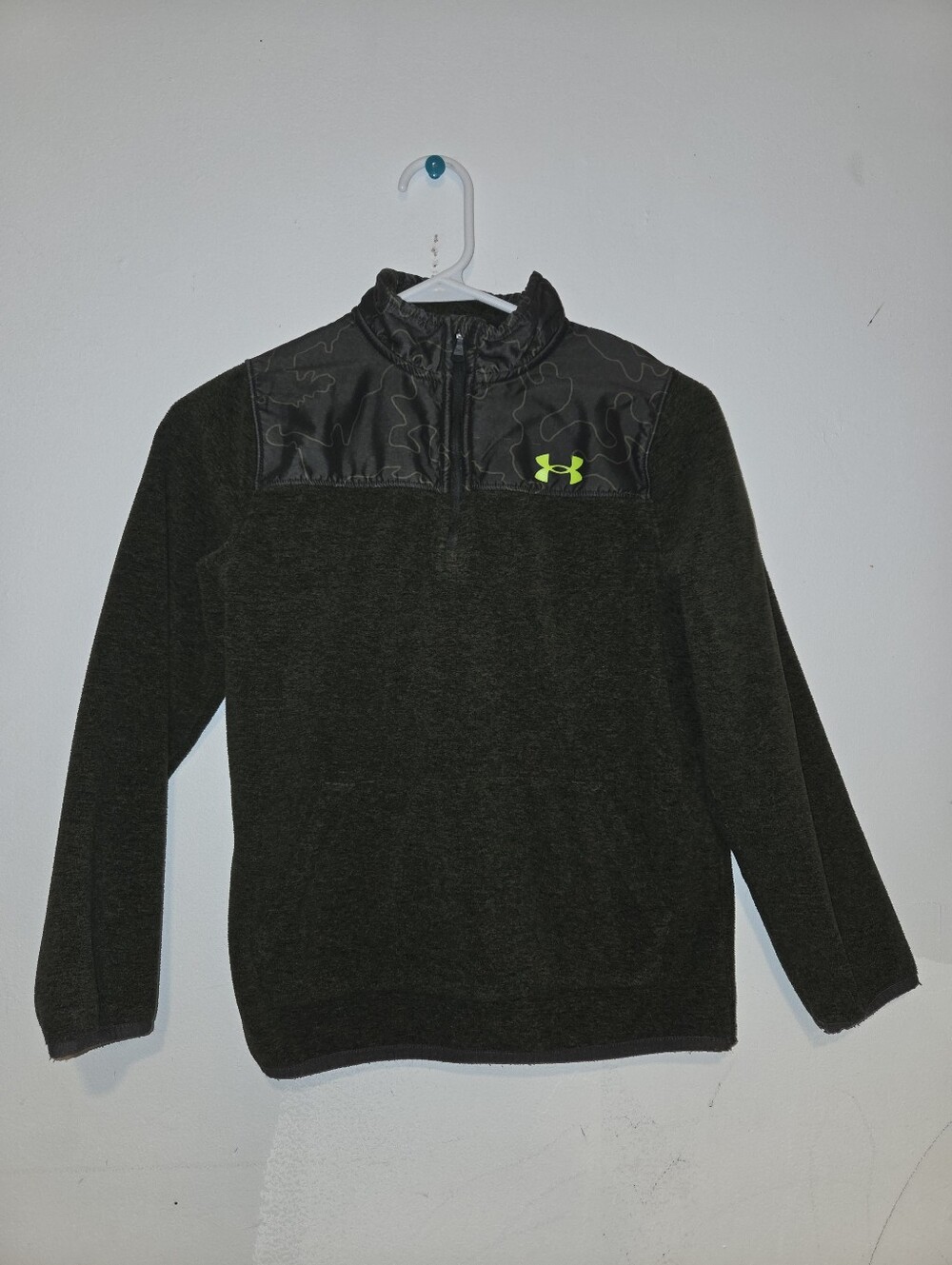 Under Armour Boy's Green Quarter-Zip Pullover with Neon Green Logo